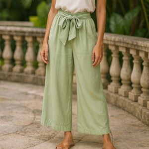 NWT Cider Spring Green Wide-Leg Pants